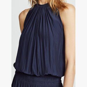 Ramy Brook | US L | Paris Sleeveless High-Neck Drop-Waist Mini Dress | Navy